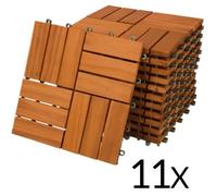 11x Dalles de terrasse en bois d'acacia Mosaïque 30x30cm Dalle clipsable 1m² balcon jardin extérieur