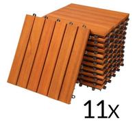 11x Dalles de terrasse en bois d'eucalyptus Mosaïque 30x30cm Dalle clipsable balcon jardin extérieur