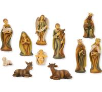 11x FADEDA Figurines de crèche modernes, aspect bois / hauteur:9 cm / peintes à la main / figurines de crèche très détaillées - Noël Table Décoration Accessoires de crèche