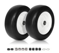 11x4.00-5 Lawn Mower Tires Flat Free, Zero Turn Mower Front Tires, 11x4-5 Solid Mower Wheel for Residential and Commercial, 3/4" or 5/8" Bushings, 3.4"-4"-4.5-5" Centered Hub, 2 Pack