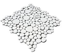 12-0102/1 Tapis de mosaïque de galets en céramique Blanc brillant