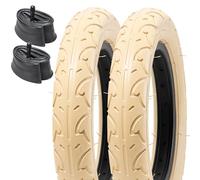 12 1/2x2 1/4 Beige Pneu de vélo 12.5x2.25 62-203 Bicyclette Pneus et 12/12.5 Pouces Chambres à air 32mm Valve Schrader, Convient pour 12.5x2.2/2.25/2.3 Enfants/Brouettes/BMX/Route Pneu (2PCS)