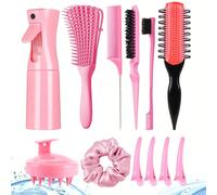 12/11/6/5/4/3/2/1 pièce Nouveau set de brosses peignes à 9 rangées, design à fente latérale pour une coiffure et une séparation des boucles améliorées, peigne à 8 dents pour cheveux mouillés et secs, 