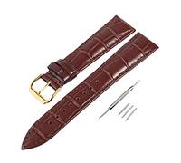 12/13/14/15/16/17/18/19/20/21/22/23/24mm femmes hommes affaires décontracté boucle ardillon bracelet de montre en cuir véritable avec outils d'installation, 19mm
