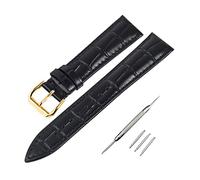12/13/14/15/16/17/18/19/20/21/22/23/24mm femmes hommes affaires décontracté boucle ardillon bracelet de montre en cuir véritable avec outils d'installation, 15mm