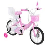 12/14/16/18/20 Pouces Vélo pour Filles de 2 à 9 Ans, vélo pour Filles et garçons, Roues auxiliaires+Panier, Motifs d'autocollants Mignons,Rose