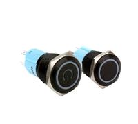 12 16 19 22mm Black Push Button Light Switch illuminated Led Metal Momentary Latching Switches 3v 6v 12v 24v 220V NWPNLXEA(Yellow LED,16MM_3-6V)