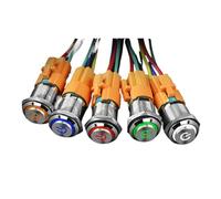 12/16/19/22mm High Head Led Metal Button Switch Light Button Automatic Reset Self Locking Power Symbol Button with NWPNLXEA(Green-01,22MM)