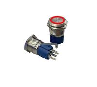 12/16/19/22mm Metal buttonself reset inching circular switch self-locking with lamp power supply start 12V 110V 22 NWPNLXEA(Red,RESET_16MM_24V)