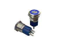 12/16/19/22mm Metal buttonself reset inching circular switch self-locking with lamp power supply start 12V 110V 22 NWPNLXEA(Blue,RESET_16MM_110V)