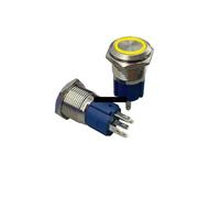 12/16/19/22mm Metal buttonself reset inching circular switch self-locking with lamp power supply start 12V 110V 22 NWPNLXEA(Orange,RESET_16MM_220V)
