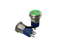 12/16/19/22mm Metal buttonself reset inching circular switch self-locking with lamp power supply start 12V 110V 22 NWPNLXEA(Green,LOCKING_16MM_3-6V)