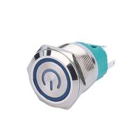 12/16/19/22mm Metal Push Button Switch Power IP65 Flat Circular Round Head LED Light Self-lock Reset 6V 12V 24V 220V NWPNLXEA(22mm Power LED,5V)