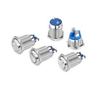12 16 19 22mm Self Reset Access Control Switch Metal Button Normally Open and Normally Closed Exit Switch Horn Doorbell NWPNLXEA(16mm Flat circle)