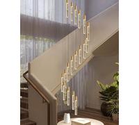 12/18 Lumières Lustre Cristal Suspensions Lustre D’escalier Moderne Cristal Lumière Luxe Duplex Bâtiment Lampes Villa Salon Lampe Long Lustre, 18 Lights, Three