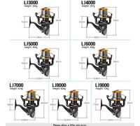 12+1BB 13Roulements à billes gauche/droite interchangeables LJ9000 Super Big Sea Fishing Wheel Metal Reel High Speed 4.11:1
