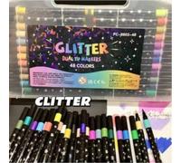 12/24/36/48 couleurs Stylos marqueurs pailletés, Papeterie, Marqueurs à pointe souple pailletés, Stylos de dessin à pointe fine à tête unique multicolore, Set de peinture artistique professionnel, Sty