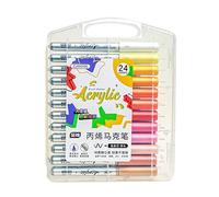 12/24/36 marqueurs de peinture acrylique à pointe pinceau pour dessin sur papier, pierre, toile, bois, verre, scrapbooking, marqueurs pour peinture sur roche, marqueurs de peinture