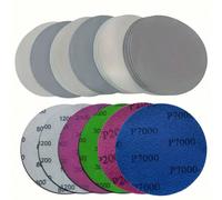 12/24 pièces Feuilles de papier de verre humide/sec de 5 pouces - Grains 800-5000 - Avec un ensemble de tampons de ponçage à boucle et à crochet, convient pour les accessoires de meuleuse électrique 1