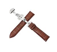 12-24mm Hommes Classique En Cuir Véritable Bracelets De Montre Accessoires Double Presse Automatique Papillon Fermoir Montre Bracelet Remplacement, 23mm