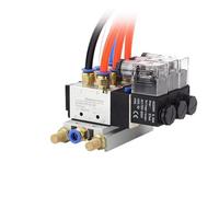 12/24V DC 110/220V AC Multi Option 4V210-08 Pneumatic Solenoid Valve Block With Muffler Fitting Base Manifold 2/3/4/6 Way(5 Row 10mm fitting)