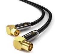 12.5 m TV Antenna Cable Coaxial Antenna Socket 2x 90° Angled Metal Connector 4K UltraHD FullHD HDTV ¿ Black