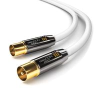 12.5 m TV Coaxial Antenna Cable 4K Ultra HD UHD 1080p HDTV Full HD ¿ TV Plug to TV Socket ¿ Metal Plug ¿ Digital Analogue ¿ White