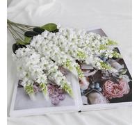 12/8/6/4/2/1 pièce pièce - 29,2 pouces - Fleurs artificielles de snapdragon blanc, fleurs de delphinium en soie, fleurs de jacinthe à longue tige, toucher réaliste, lathyrus artificiel, convient pour 