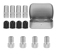 12 Adaptateurs Valve Vélo, Alliage d'Aluminium et Plastique avec Boîte de Rangement pour Pompe à Air de Vélo Ballons Basket Volley-Ball Football (Argent)