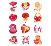 12 Aimants Réfrigérateur Saint-Valentin, Vintage Aimants Porte Croisière Saint-Valentin Amour Cupidon Autocollant Aimant Fleur pour Réfrigérateur Boîte Aux Lettres Casier Décoration Voiture
