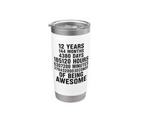 12 ans 144 mois 378432000 Seconds Of Being Awesome Gobelet isotherme en acier inoxydable double paroi