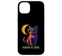 12 août Événement Solaire Eclipse Chat avec Lunettes de Soleil Art Cosmique Coque pour iPhone 14 Plus