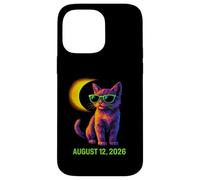 12 août Événement Solaire Eclipse Chat avec Lunettes de Soleil Art Cosmique Coque pour iPhone 14 Pro Max