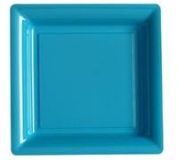 12 assiettes à dessert carrées réutilisables 18cm bleu turquoise - isap v57180tq Bleu G