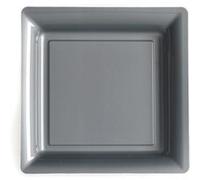 12 assiettes à dessert carrées réutilisables 18cm gris - isap v57180gr Gris G