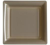 12 assiettes à dessert carrées réutilisables 18cm taupe - isap v57180tp Gris G