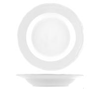 12 Assiettes Creuses Table Prague En Porcelaine Blanche 23 Cm Fabriqué En Italie