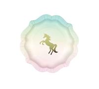 12 Assiettes En Carton Licorne 21 Cm Taille Unique Multicolore