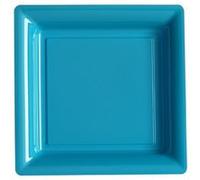 12 assiettes plates carrées réutilisables 24cm bleu turquoise - isap v57235tq Bleu G