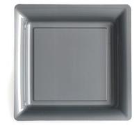 12 assiettes plates carrées réutilisables 24cm gris - isap v57235gr Gris G