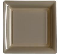 12 assiettes plates carrées réutilisables 24cm taupe - isap v57235tp Gris G