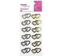 Global Gift 12 Autocollants 3D - Coeurs dorés et argentés