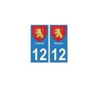 12 Aveyron autocollant plaque blason armoiries stickers département - Angles : droits