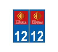 12 Aveyron autocollant plaque immatriculation sticker auto département sticker Occitanie nouveau logo - Angles : droits