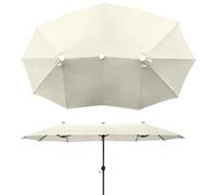 12 Baleines 3 Têtes Toile De Rechange Pour Parasol, Dessus De Parapluie De Remplacement Pour Parasol Déporté, Cour, Jardin, Ø270cm Imperméable Auvent De Rechange, Pas Facile À Décolorer(Off white)