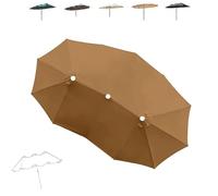 12 Baleines Housse De Rechange pour Parasol Double, Auvent De Rechange pour Parasol De Cour, 460×270cm Couverture De Remplacement Imperméable(Khaki)