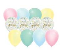 12 ballons latex bio confettis anniversaire pastel - cda 36506 Multicolore G