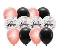 12 ballons latex bio confettis anniversaire rose - cda 36504 Rose G