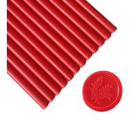 12 bâtons de cire à cacheter pour pistolet à colle pour cachet de cire,PORXFLY Seal Wax Sticks Idéal pour les enveloppes de cartes, les emballages cadeaux, les invitations de mariage (Rouge)