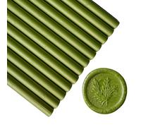 12 bâtons de cire à cacheter pour pistolet à colle pour cachet de cire,PORXFLY Seal Wax Sticks Idéal pour les enveloppes de cartes, les emballages cadeaux, les invitations de mariage (Matcha Green)